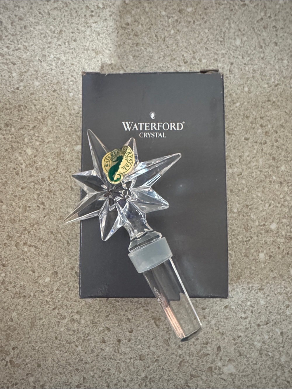 NIB! Waterford Crystal “Congratulation” Star Bottle Stopper